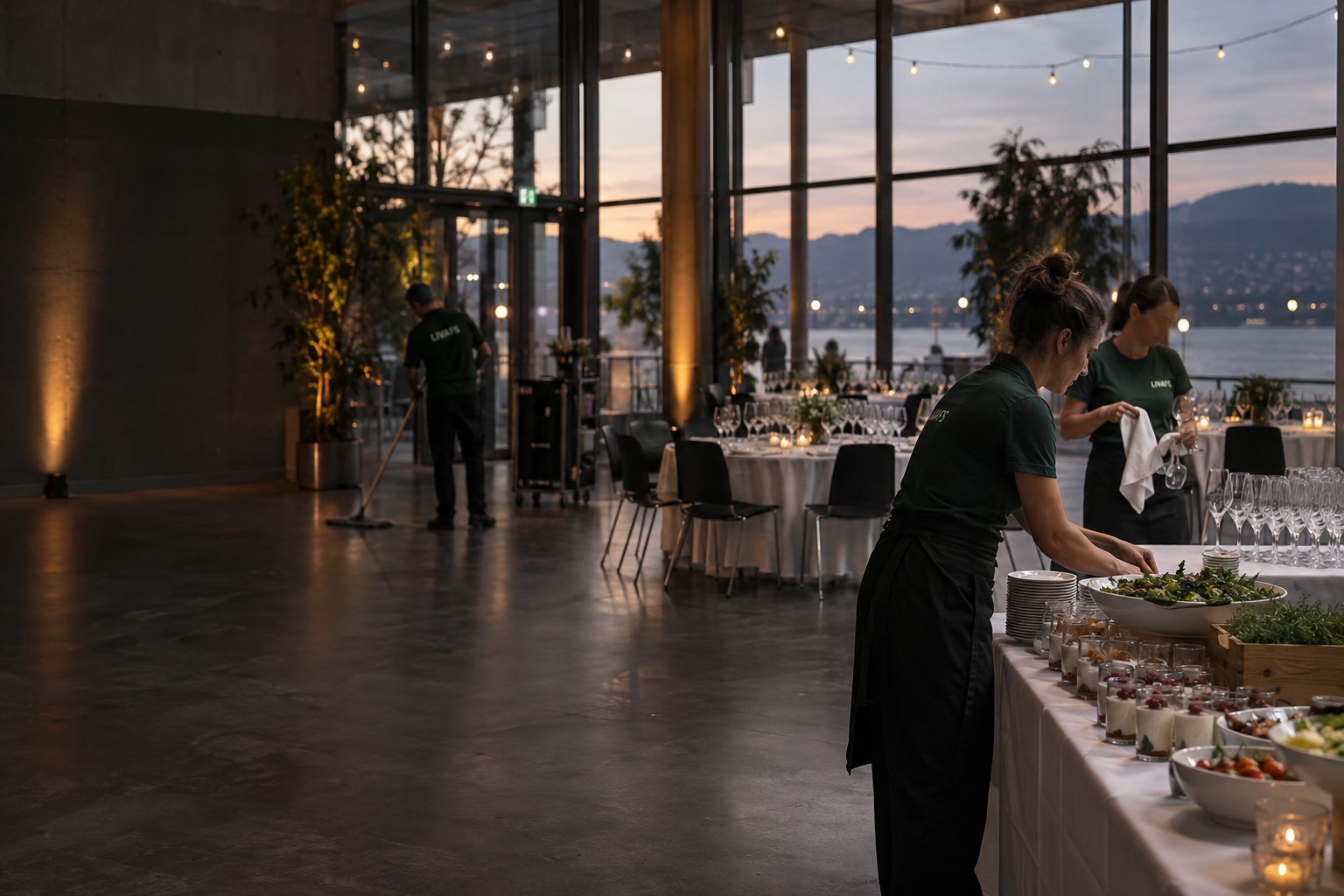 L’équipe LIVAFS lors d’un événement : traiteur au buffet, service et nettoyage